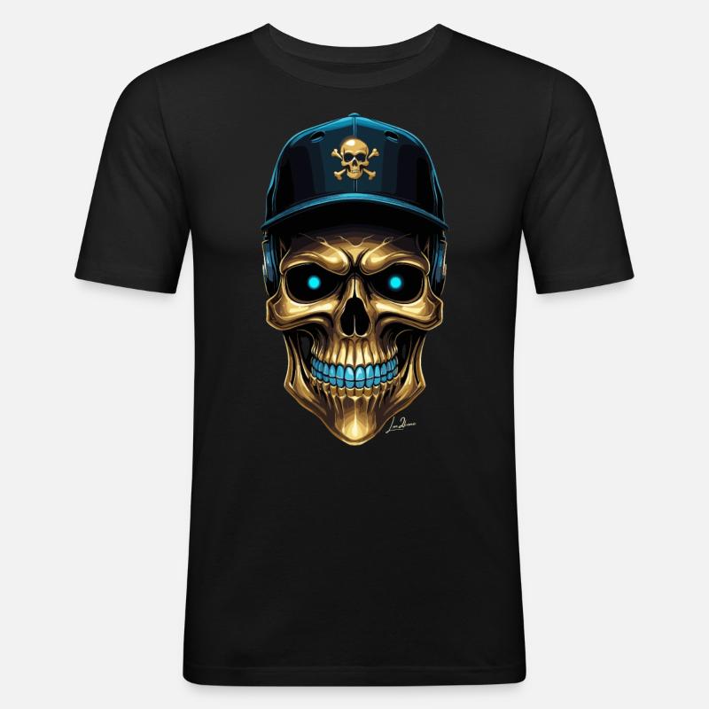 Urban Totenkopf Basecap - Männer Slim Fit T-Shirt - Schwarz