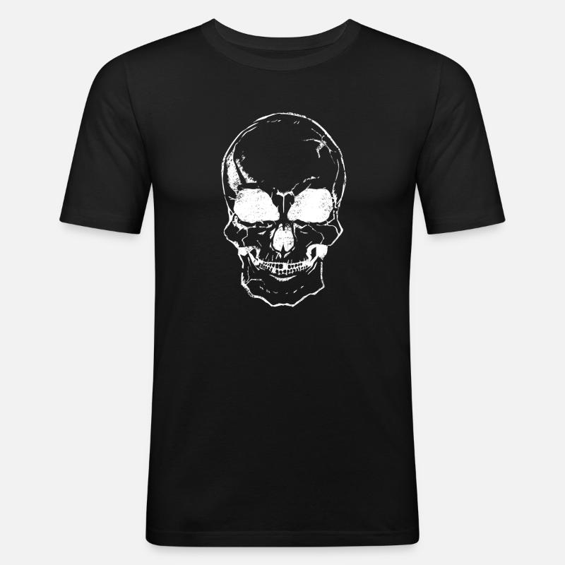 scull chalk white - Männer Slim Fit T-Shirt - Schwarz