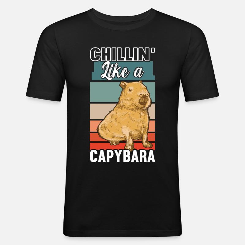 Capybara Lover - Männer Slim Fit T-Shirt - Schwarz