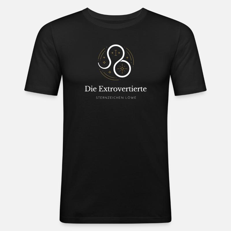 Leo Extrovert Logo Sternzeichen - Männer Slim Fit T-Shirt - Schwarz