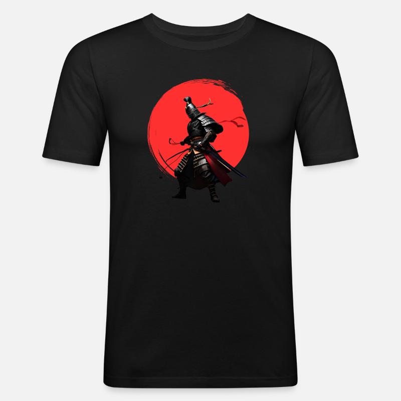 Samurai - Männer Slim Fit T-Shirt - Schwarz