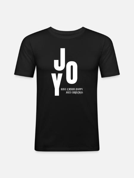 Joyful Christmas Typographic Logo - Männer Slim Fit T-Shirt - Schwarz