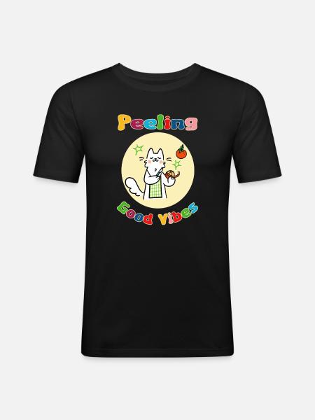 Chat Peeling Orange - T-shirt près du corps Homme - noir