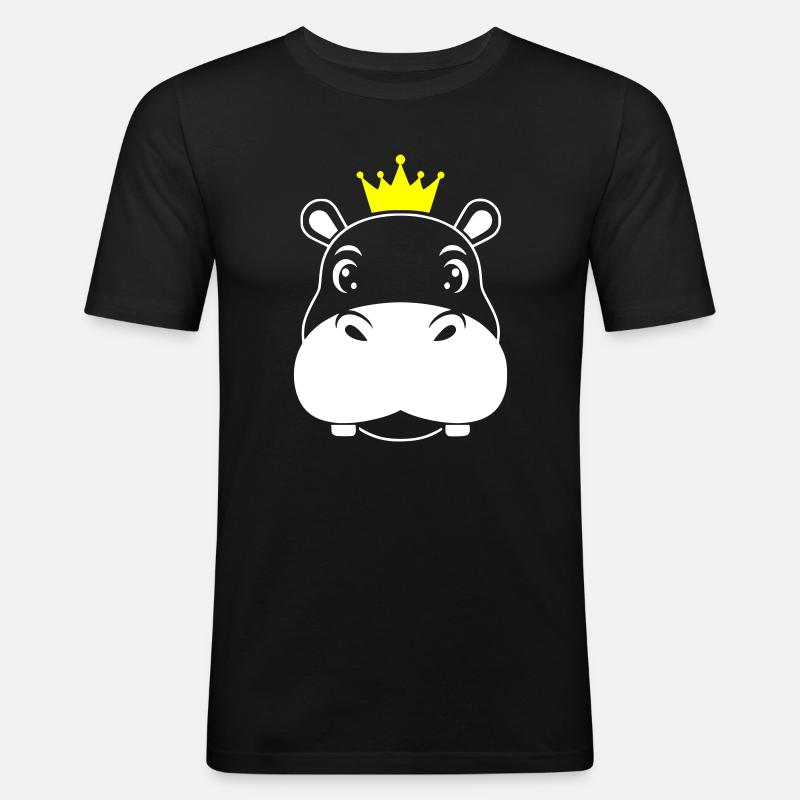 Nilpferd König Krone Prinz Vektor - Männer Slim Fit T-Shirt - Schwarz