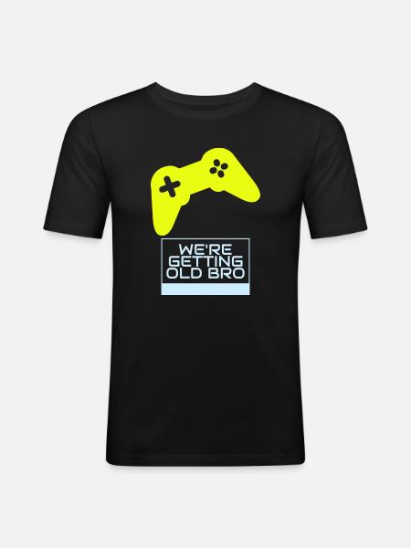 Gamer-Nostalgie: Wir werden älter - Männer Slim Fit T-Shirt - Schwarz