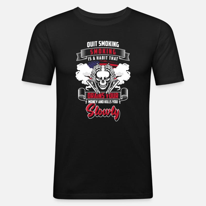 Nikotin Sucht - Männer Slim Fit T-Shirt - Schwarz