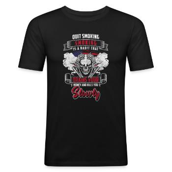 Nichtraucher Rauchfrei Zigaretten Nicht Rauchen - Männer Slim Fit T-Shirt - Schwarz - Vorne - Nik (191cm)