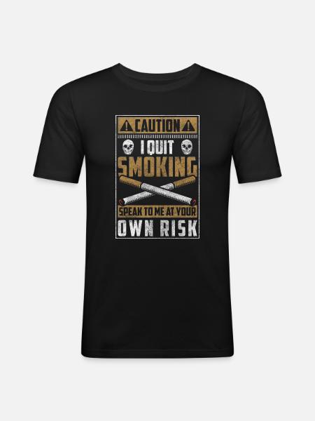 Quit Nicotine Healthy - Men's Slim Fit T-Shirt - black