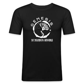 tshirt 6 - Männer Slim Fit T-Shirt - Schwarz - Vorne - Nik (191cm)