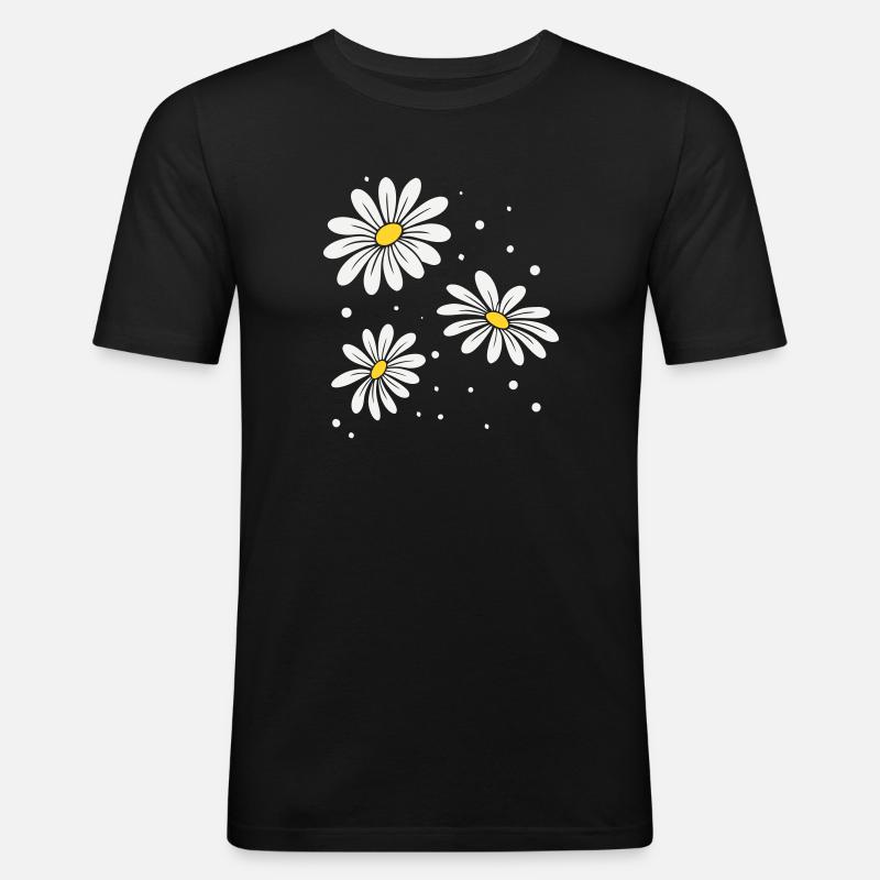 Gänseblümchen Punkte - Männer Slim Fit T-Shirt - Schwarz