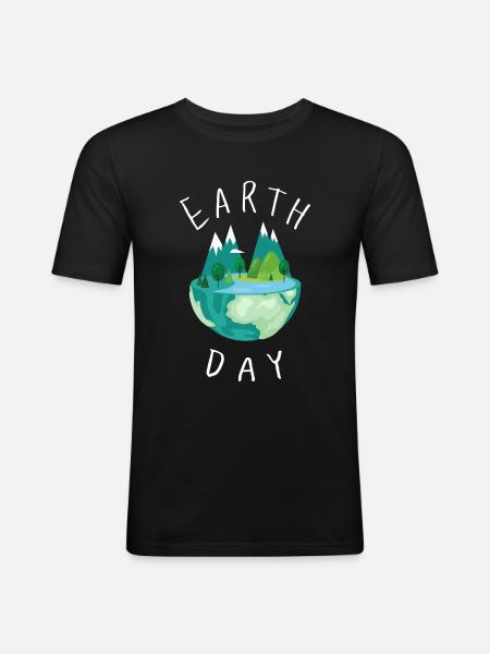 Earth Day Klimawandel - Männer Slim Fit T-Shirt - Schwarz