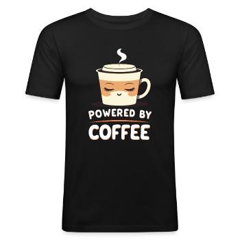 Powered by Coffee Design - Men's Slim Fit T-Shirt - black - Front - Nik (191cm)