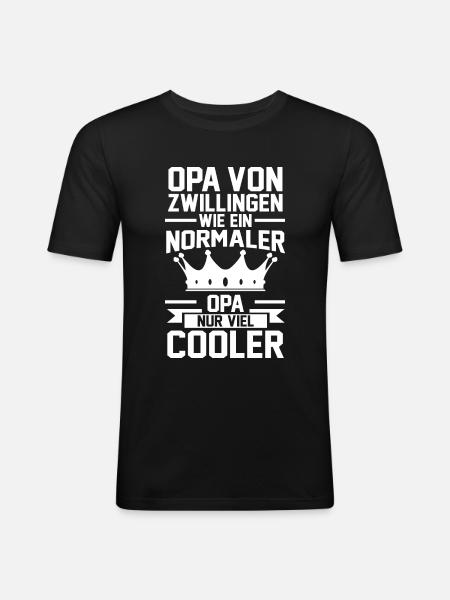 Opa Zwillinge Großvater Geschenk - Männer Slim Fit T-Shirt - Schwarz