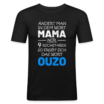 Ouzo Schnaps Saufen Geschenkidee - Männer Slim Fit T-Shirt - Schwarz - Vorne - Nik (191cm)