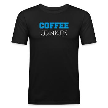 Coffee Junkie Kaffee süchtig lustiger Büro Spruch - Männer Slim Fit T-Shirt - Schwarz - Vorne - Nik (191cm)
