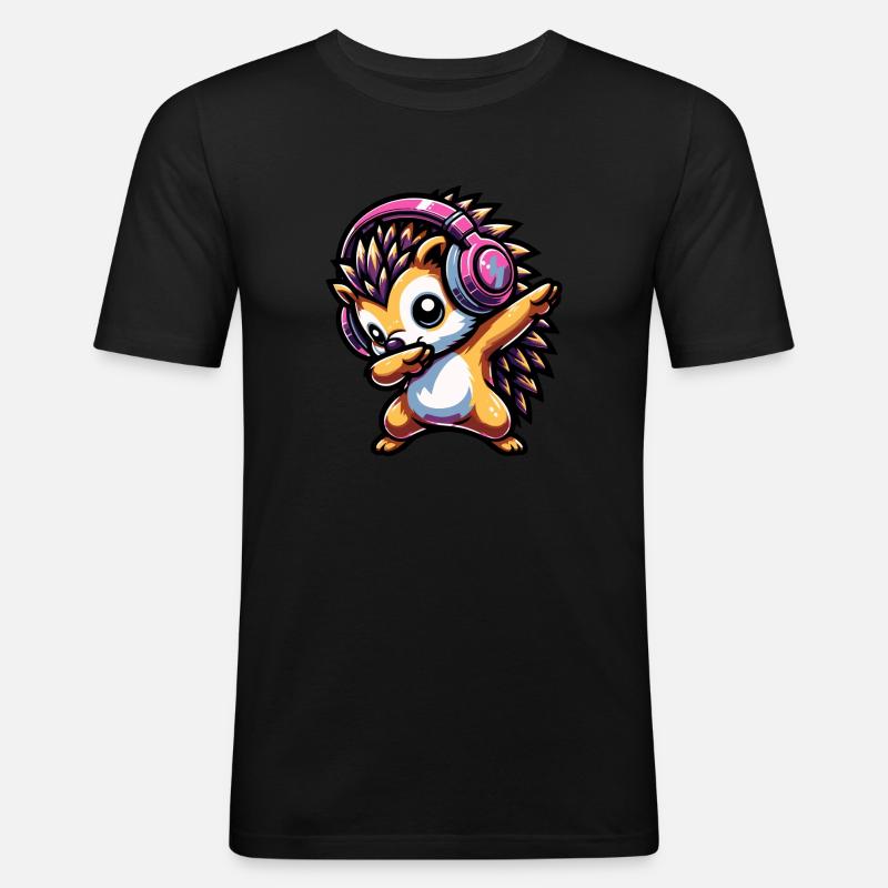 Dabbing Hedgehog - Men's Slim Fit T-Shirt - black