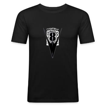 v8 - Männer Slim Fit T-Shirt - Schwarz - Vorne - Nik (191cm)