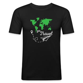 Go Travel - Men's Slim Fit T-Shirt - black - Front - Nik (191cm)