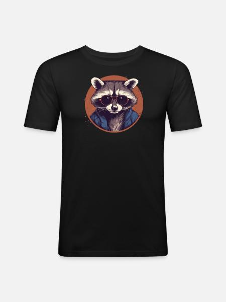 raccoon sunglasses dandruff ringtail - Men's Slim Fit T-Shirt - black