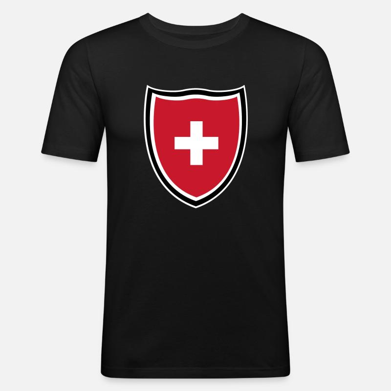 Schweiz - Männer Slim Fit T-Shirt - Schwarz