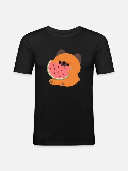 German Shepherd Puppy Watermelon - Men's Slim Fit T-Shirt - black