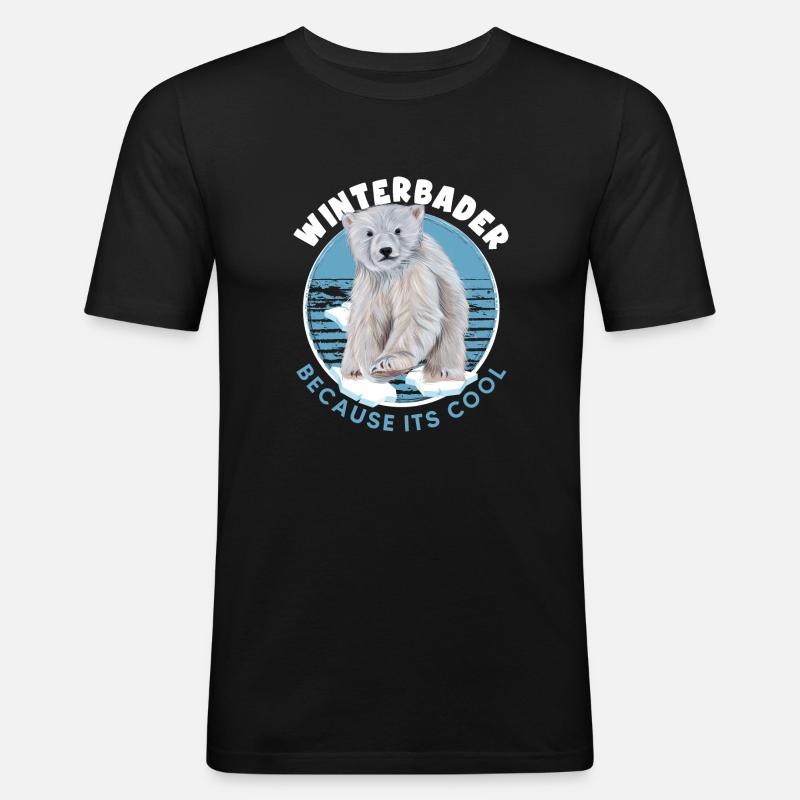 winterbader eisbader eisbär geht eisbaden - Männer Slim Fit T-Shirt - Schwarz