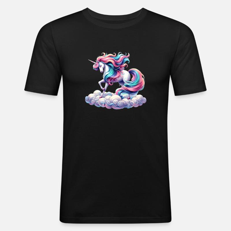 Mythisches Einhorn - Männer Slim Fit T-Shirt - Schwarz