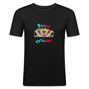 Musique techno - T-shirt près du corps Homme - noir - Devant - Nik (191cm)
