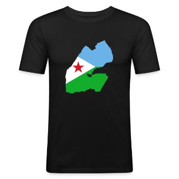 Drapeau Djibouti - T-shirt près du corps Homme - noir - Devant - Nik (191cm)