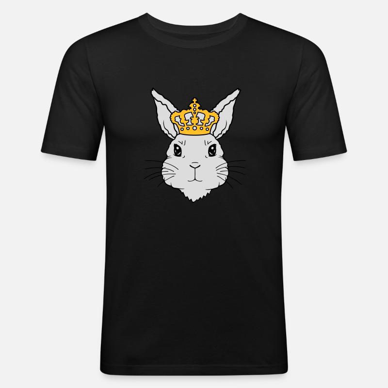 King Rabbit Crown Visage - T-shirt près du corps Homme - noir