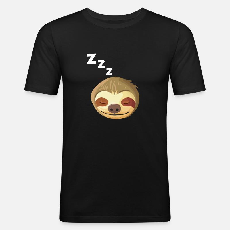 Sleeping Sloth Face - Men's Slim Fit T-Shirt - black