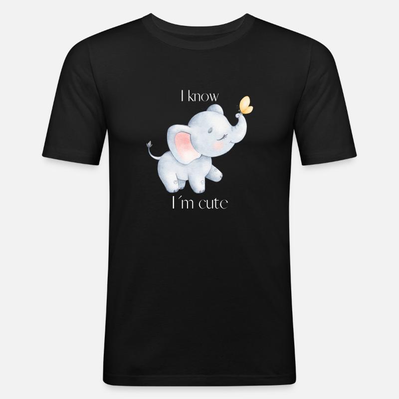 Elefant - Männer Slim Fit T-Shirt - Schwarz