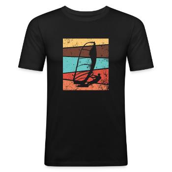 Windsurfing Windsurfer Surfen Retro - Männer Slim Fit T-Shirt - Schwarz - Vorne - Nik (191cm)