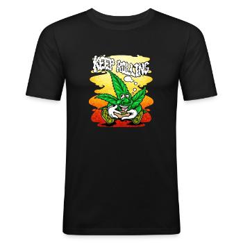 CONTINUEZ À ROULER - T-shirt près du corps Homme - noir - Devant - Nik (191cm)