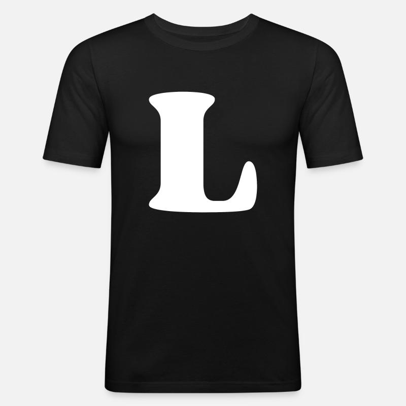 Buchstabe l - Männer Slim Fit T-Shirt - Schwarz