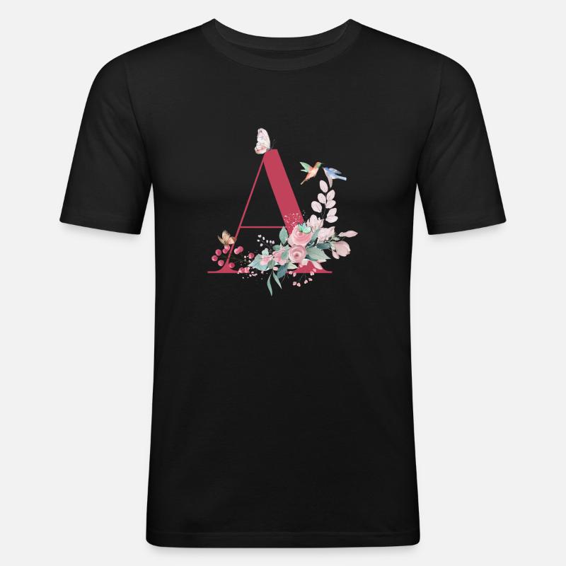 Brief an Floral - Geschenkidee - Männer Slim Fit T-Shirt - Schwarz