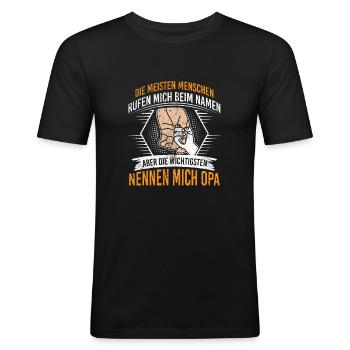 Die wichtigsten nennen mich Opa - Männer Slim Fit T-Shirt - Schwarz - Vorne - Nik (191cm)