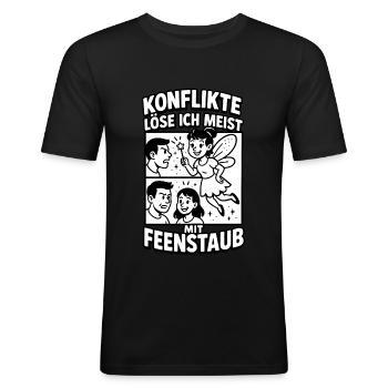 I solve conflicts with fairy dust - Men's Slim Fit T-Shirt - black - Front - Nik (191cm)