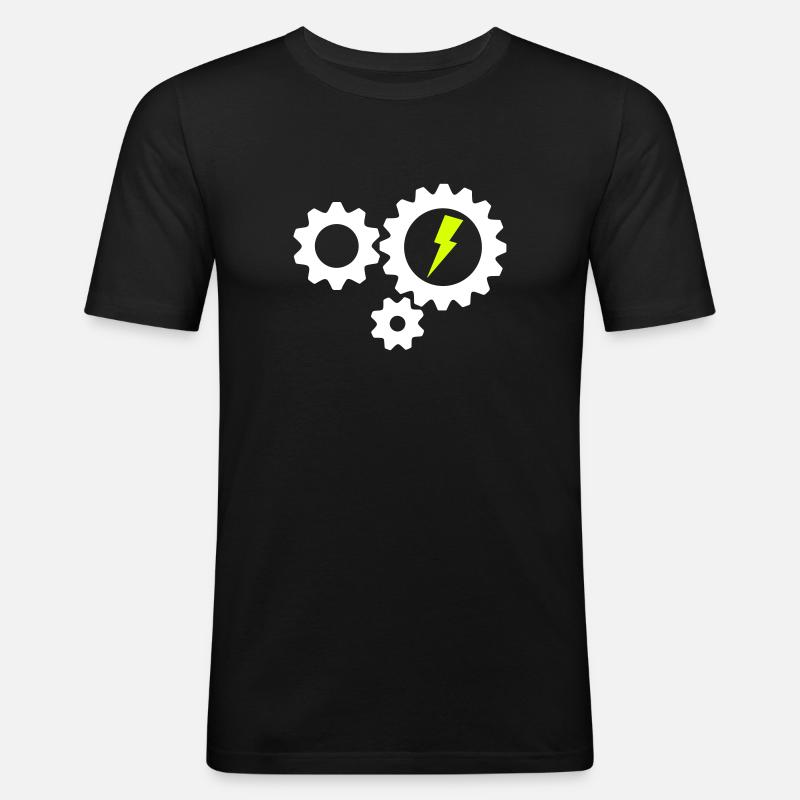 Gear cogs lightning - Men's Slim Fit T-Shirt - black