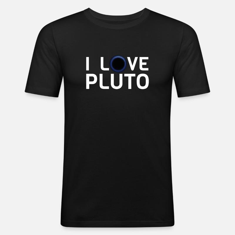 Ich liebe Pluto - Männer Slim Fit T-Shirt - Schwarz