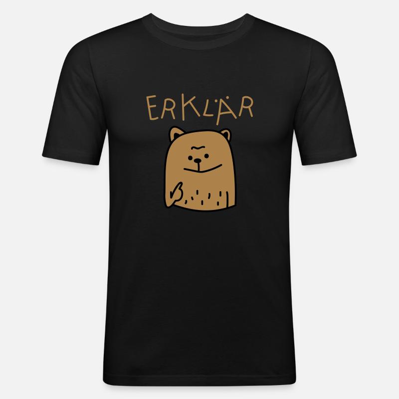 Erklär Bär (b) - Männer Slim Fit T-Shirt - Schwarz