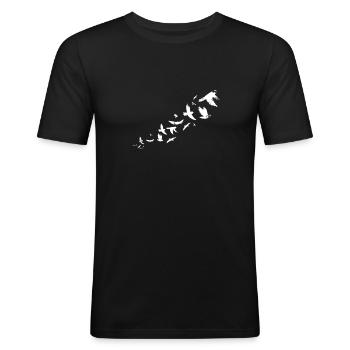 Vintage BIRD FARM - Men's Slim Fit T-Shirt - black - Front - Nik (191cm)