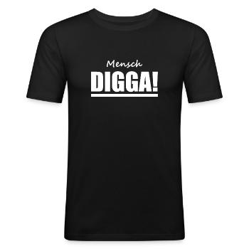 Digga - Hamburch - Sprüche - Männer Slim Fit T-Shirt - Schwarz - Vorne - Nik (191cm)
