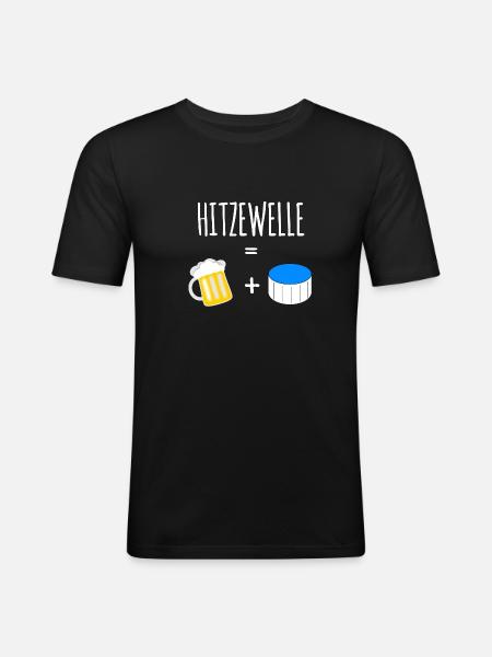 Hitzewelle mit Bier im Pool - Männer Slim Fit T-Shirt - Schwarz