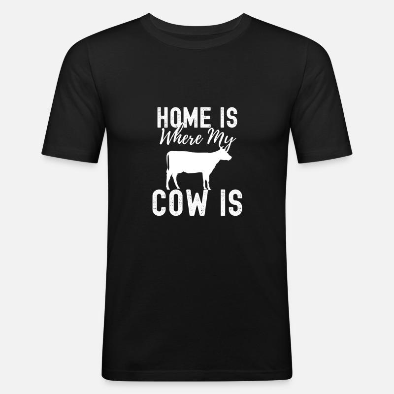 Kuh - Männer Slim Fit T-Shirt - Schwarz