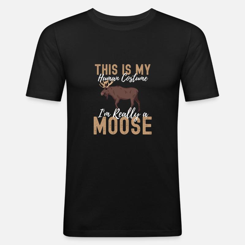 Elch - Männer Slim Fit T-Shirt - Schwarz
