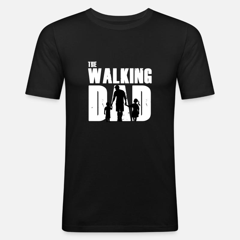 walking dad - Männer Slim Fit T-Shirt - Schwarz