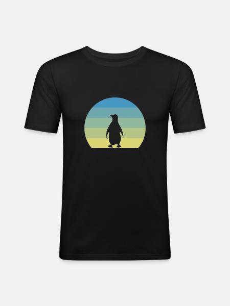 Retro Green Penguin - Men's Slim Fit T-Shirt - black