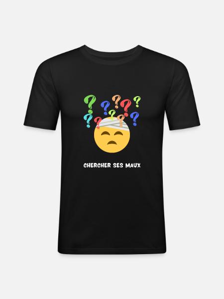 LOGO Chercher ses maux - T-shirt près du corps Homme - noir