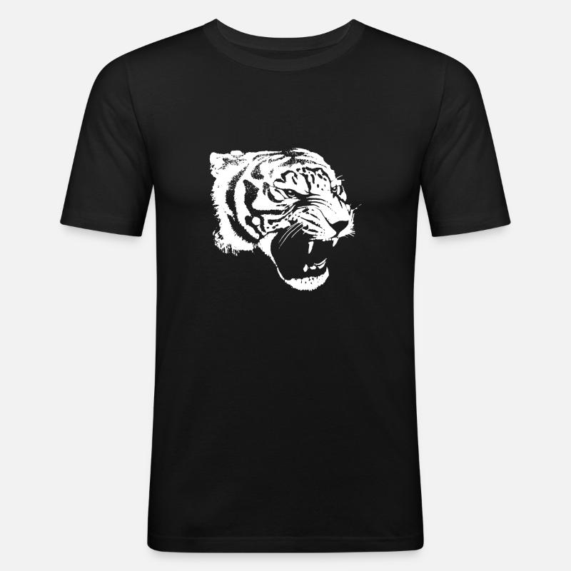 Tiger wütend - Männer Slim Fit T-Shirt - Schwarz